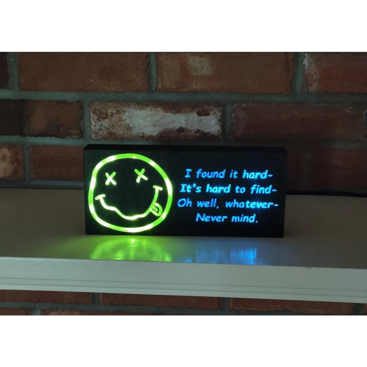 Nirvana Smells Like Teen Spirit music lyrics (LED lights) | Kurt Cobain Nirvana quote with smiley face logo | 90's Grunge Music nostalgia