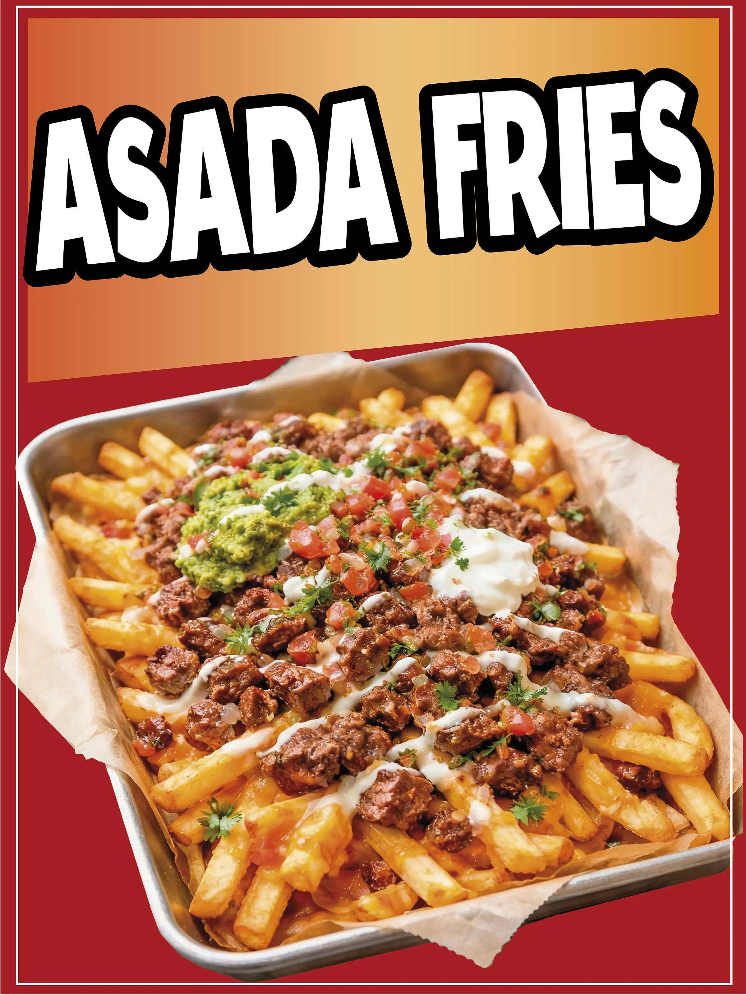 Asada Fries Decal Window Sticker Food Truck Concession Vinyl Restaurant Food Image Sticker