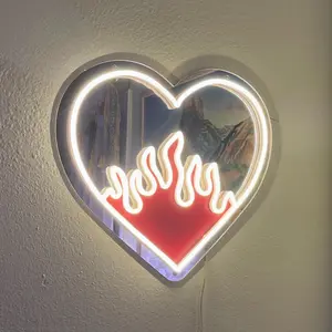 Flaming Heart LED Neon Mirror