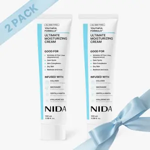 NIDA Youthful Formula Ultimate Moisturizing Cream (100mL) / Collagen, Niacinamide, Centella Asiatica, Hyaluronic Acid / Wrinkles, Dark Spots, Skincare Hydrating Daily Moisturizer Moisture Hydrate
