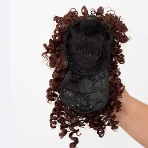 Puff Ponytail with Bangs, Black Kinky Curly Ponytail Bun with Bangs Updo Hairpieces, Puffs with Bang for Women