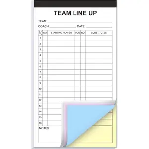 Baseball/Softball Lineup Cards, 4 Part Carbonless, 32 Player Roster Line up Sheets for Coaches, Team, , 4.5" x 8"
