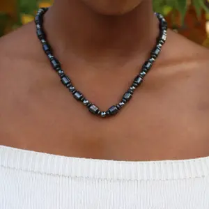 Nile Bazaar Multi-shaped Hematite - Hematite Stone Necklace for Men/Women. Unisex Artisan Jewelry Symbolizing Life, Vitality, and Protection Gift