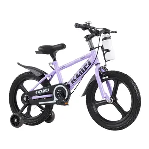 16 Inch Kids Bike with Training Wheels, High Carbon Steel Children's Bicycle with Magnesium Alloy Wheels & Night Glow, Adjustable Seat Height for Boys Girls Ages 3-9, Purple