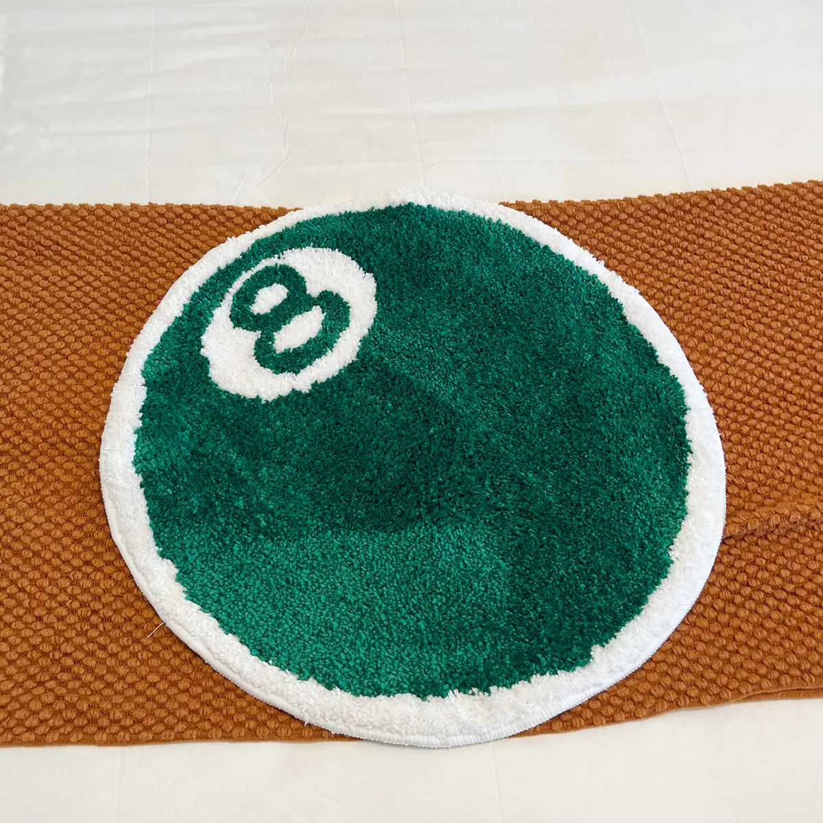 LAKEA Round Tufting Number 8 Rug Soft Green Mat Billiards Ball Carpet Children Bedroom Corridor Floor Foot Pad Home Room Decor Gift Soft Washable Rugs Non Slip Rug