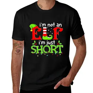 SummitRush I'm Not An Elf I'm Just Short Merry Christmas Elf Xmas Funny T-Shirt Sweatshirt Round Neck
