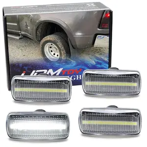 iJDMTOY Clear Lens White/White Full LED Trunk Bed Marker Lights Set For 2010-18 Dodge RAM 2500HD 3500HD Truck Double Wheel Side Fenders, Powered by Total 48 LED