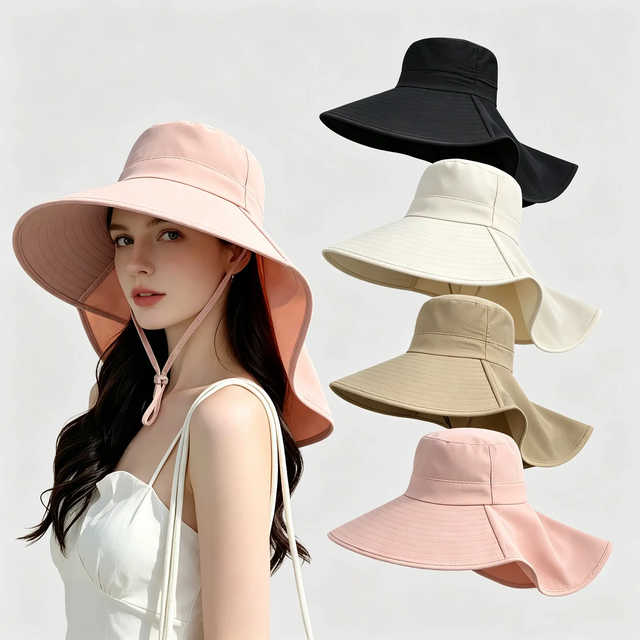 Premium Outdoor Sun Hat with Bowknot Back, Women's Ponytail Friendly Travel Cap, 99% UV Block Wide Brim Breathable Flap Hat for Hiking & Gardening