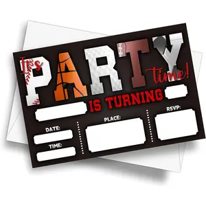 4" x 6" Sports Theme Birthday Party Invitation Cards With Envelopes - It's Party Time - Basketball Football Soccer All Star Sports Invitation - 20 Sets - E02