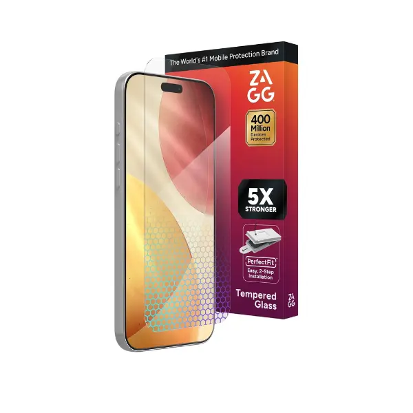 ZAGG Glass Elite Screen Protector for iPhone - 5X Stronger Tempered Glass, ClearPrint Technology for Smudge Free Clarity, Smooth Feel, Full Coverage, InvisibleShield, Easy Two-Step Installation