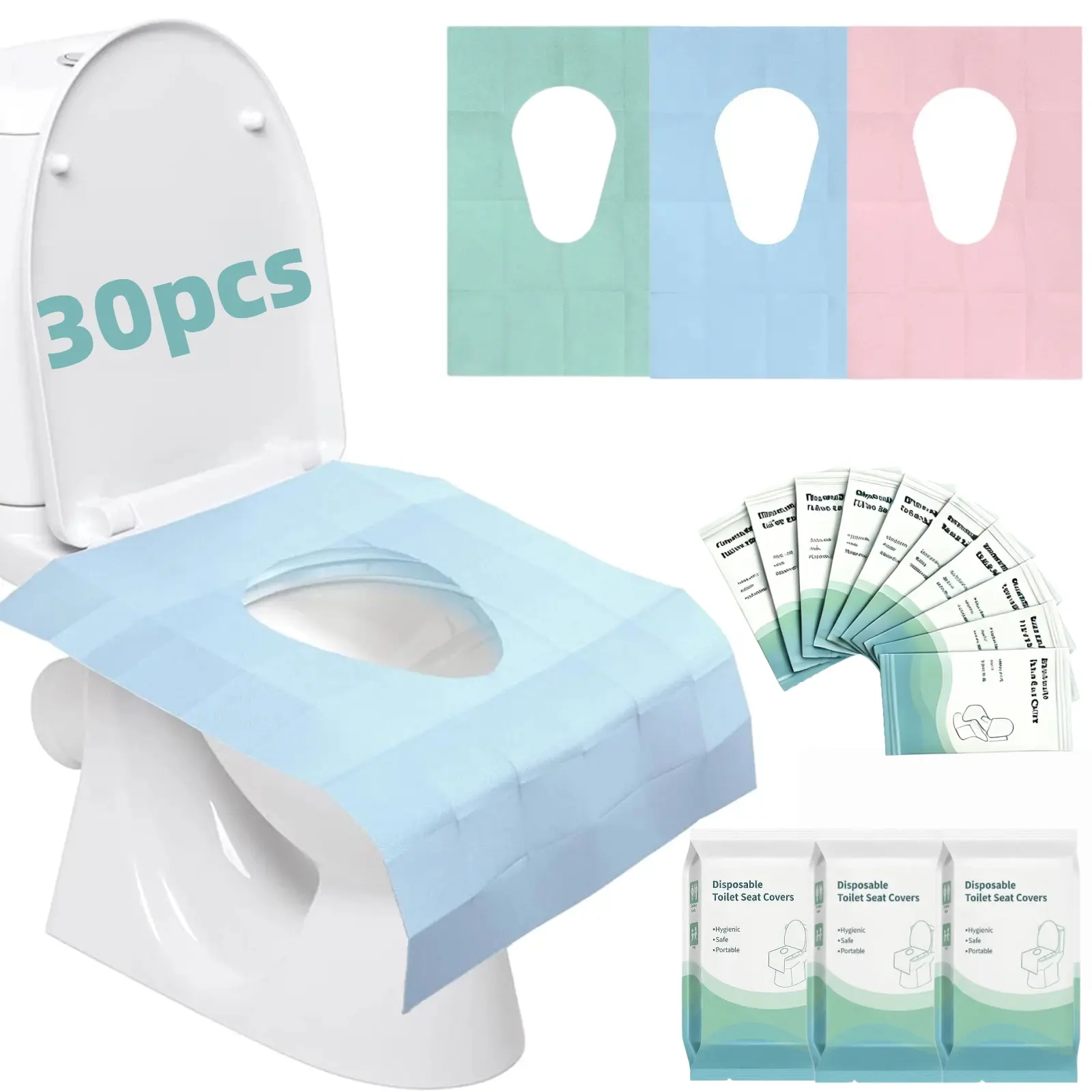 10/20/30 Pack Toilet Seat Covers Disposable 16x24 Inch XL Portable Toilet Liners Travel Seat Cover for Outdoors,Hotel, Hospital, Travel, Public Toilet Seat Cover