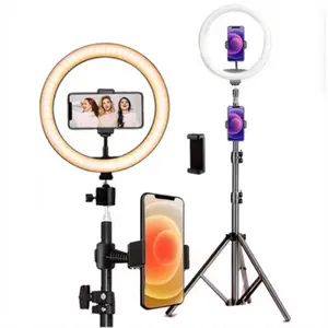 10 Inch Vlogging LED Ring Light Ringlight Circle Light With 43in/110Cm Flexible Tripod Stand Phone Holder For Photo Selfie Video Recording Zoom Meeting Makeup Vlog Live Stream Video Calls Vlogging