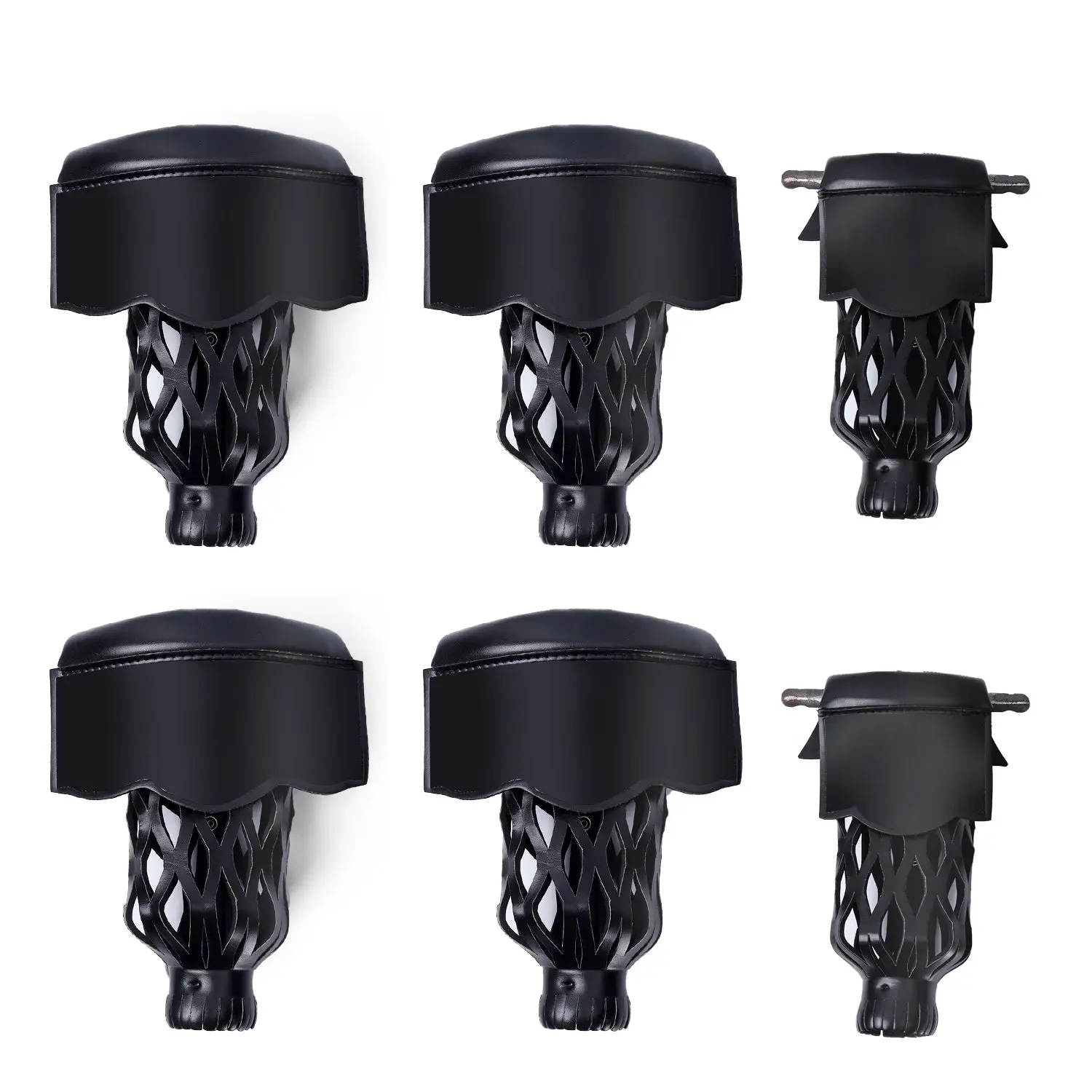 Set of 6 Heavy Duty Leather Billiard Pool Table Pockets for Pool Table - Black
