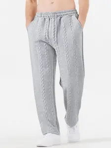 Men's Cable Knit Textured Sweatpants, Casual Straight Leg Joggers with Elastic Drawstring Waist, Soft Cozy Loungewear Pants for Daily, Streetwear & Relaxation