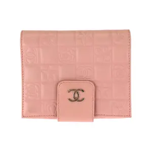 Pre-owned CHANEL Lambskin Small Leather Goods Compact Wallet
