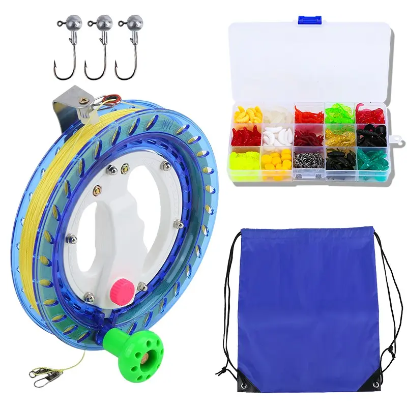 Ice Fishing Reel Set with Hooks, Lures, Storage Bag, Portable Winter Ice Fishing Gear, Fishing Enthusiasts' Essential Kit
