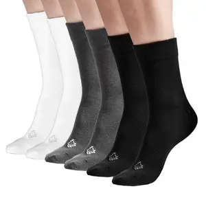 Sheebo 6 Pairs Womens/Mens High Ankle Solid Color Cotton Crew Socks, Unisex Socks
