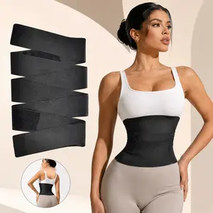 Waist Trainer for Women Tummy Wrap Bandage Elastic Belly Strap Yoga Fitness Body Shaper Ultra-Stretchy Adjustable No Slip No Roll Comfortable for Daily Wear and Gym Workouts