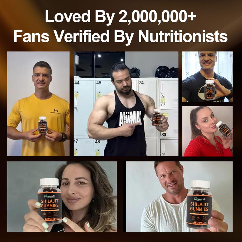 Shilajit Gummies with Ashwagandha, Black Seed Oil and Sea Moss, Lab-Tested for Purity, Helps Boost Energy & Immunity 60 Gummies, Shilajit for men and women