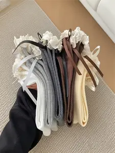 5 Pairs Floral Trim Bow Ankle Socks for Women, Elegant Soft Comfortable Breathable Cute Sweet Socks, Boneless Mid-Calf Socks for Ladies