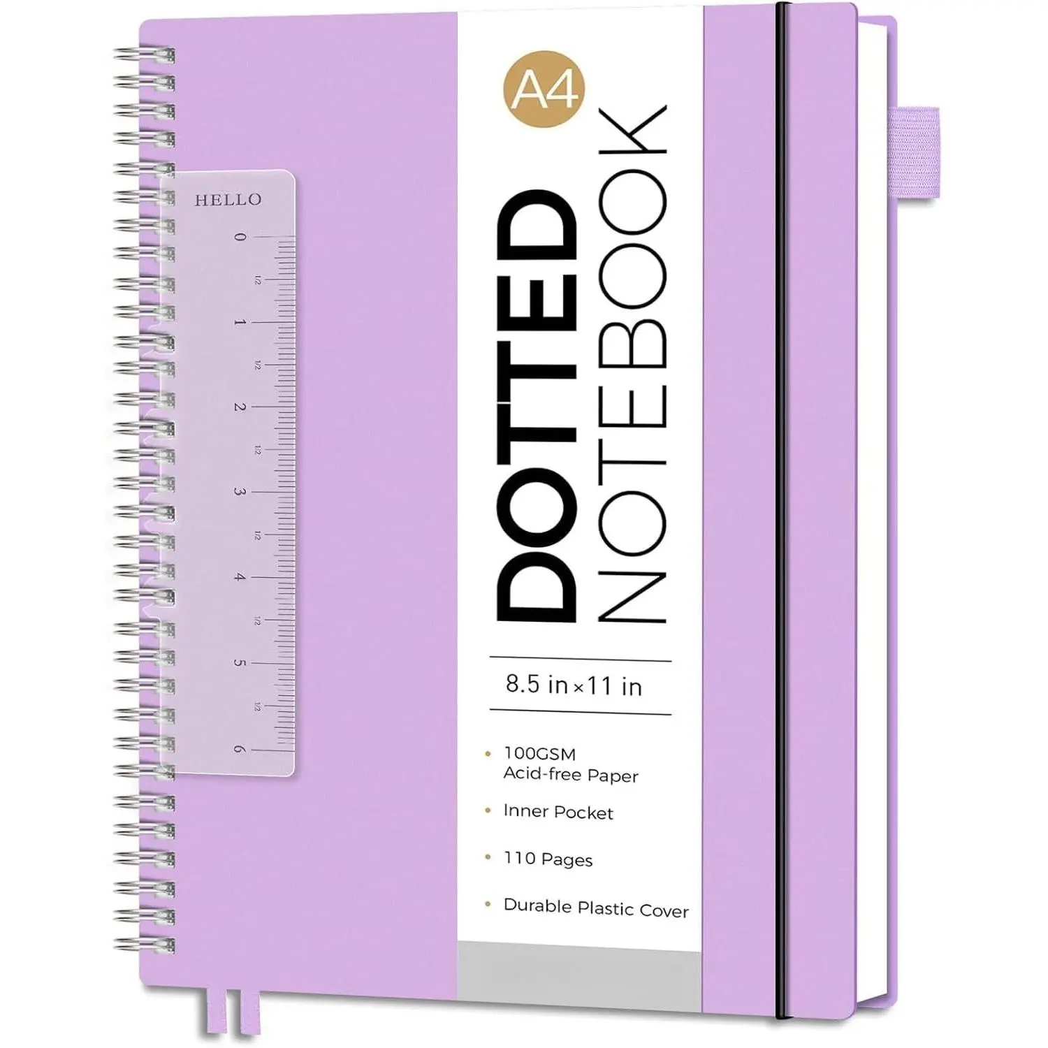 Dotted Journal - Dot Grid Spiral Notebook 8.5" x 11", A4 Large Dotted Notebook, 100 GSM Thick Paper,  Plastic Cover Journals for Journaling, Sketching,