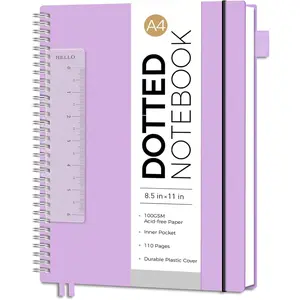 Dotted Journal - Dot Grid Spiral Notebook 8.5" x 11", A4 Large Dotted Notebook, 100 GSM Thick Paper,  Plastic Cover Journals for Journaling, Sketching,