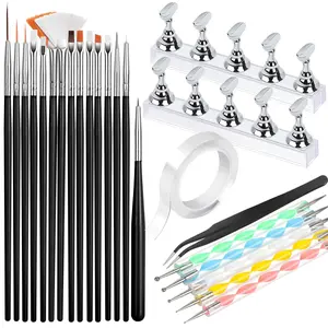 ✨ 24-Piece Nail Art Tool Kit: Double-Ended Brushes + Magnetic Nail Holder + Accessories – Perfect for Home DIY & Nail Art Teaching – Recommended by Nail Technicians! Manicure Nail Art Set Nail Design Kit