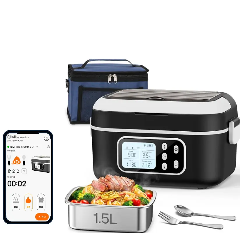 Smart Bluetooth Electric Heated Lunch Box—a multifunctional heating lunch container with a 1.5-liter capacity. Ideal for outdoor use, office environments, and campuses, it supports heating operations via a dedicated mobile app.