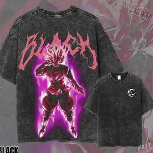 2 sided - Vintage Washed Anime T-Shirt: Goku Black Oversized Graphic Tee