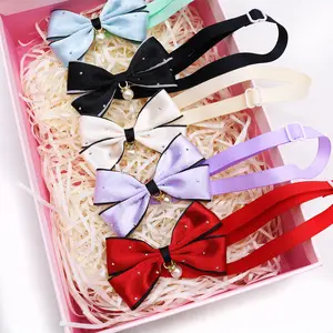 10PCS Pet Dog Collars 2026New Pearl Dog Bow Ties Collars Accessories For Dogs Cats Necktie Fashion Shining Small Pet Supplies