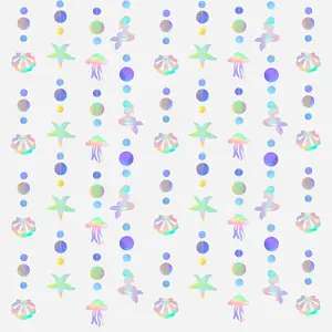4 Packs Ocean Themed Decorations, The Sea Party Garland Hanging Decorations, Shell Hanging Decorative Strips Suitable for Birthday Parties and Daily Home Decoration