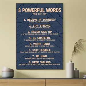 1pc Inspirational Quote Canvas Wall Art, 12x16 inch Frameless Poster, 8 Powerful Words for the Day, Motivational Wall Decor for Home, Office, Bedroom, Living Room, Modern Typographic Print