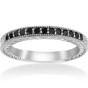 1/6ct Black Diamond Wedding Anniversary Vintage Ring