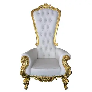 Single Royal Throne Chair for Sale Elegant Gold and White Design Perfect for Individual Use Classic Throne Chair