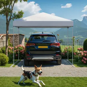 12x12 Instant Pop-Up Canopy Tent, Solo Setup Gazebo with Wheeled Roller Bag & 4 Sandbag Weights, Adjustable Height Shelter for Backyard, Beach, Camping & Outdoor Events, White/Black/Light Blue