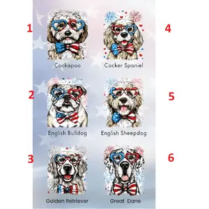 Dog Bow 250 Year America 4th July Comfort Colors T-shirt Cockapoo Cocker Spaniel English Bulldog English Sheepdog Golden Retriever Great Dane