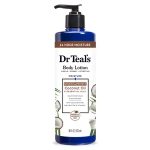 Dr Teal's Body Lotion, Moisture + Nourishing with Coconut Oil & Essential Oils, 18 fl oz