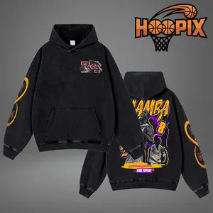 HOOPIX - Kobe Bryant #24 Premium Acid Washed Cotton Hoodie (Made In USA), Black Mamba Fans Shirt, Game Day Outfits, Gift For Golden State Basketball Fans, Basketball Graphic Tee Hoodie