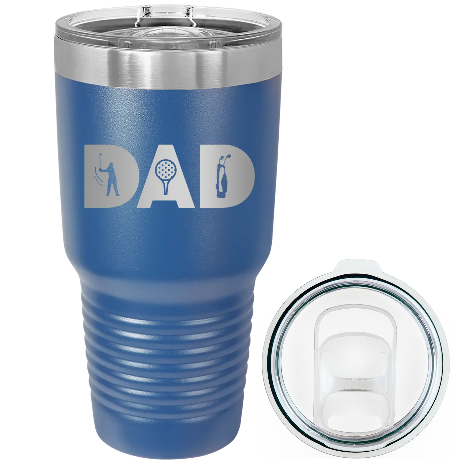 Personalized Dad Golf 30 oz Tumbler - Royal Blue