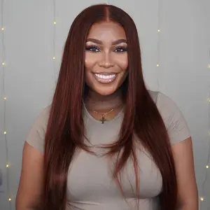 [Clearance Sale] OQ HAIR Reddish Brown Color 7x5 Lace Straight Wear Go Glueless Wig Human Hair Pre Plucked Hairline Beginner Friendly