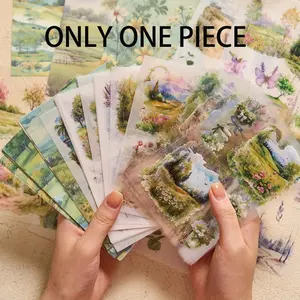 54 Mixed Material Pet Sticker Pack, Decorative Stickers, Jiguangpian Feather Series, Fresh Retro Scenery DIY Decor Stickers, Scrapbook Materials, for Journaling Stickers Kit