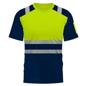 High Visibility Safety Work Shirts Summer Breathable T Shirt Reflective T-shirt Quick Dry Hi Vis Large 2xS-5XL