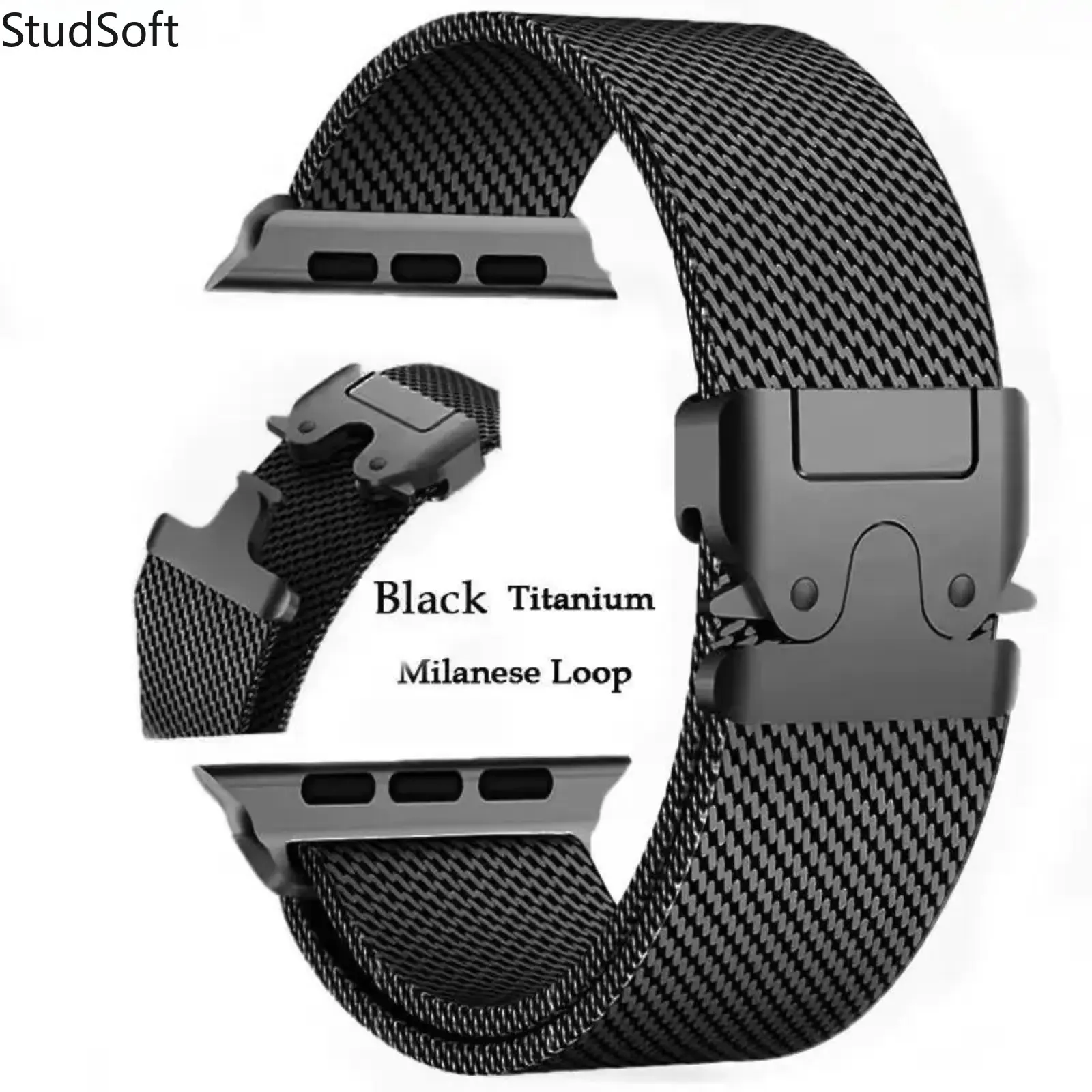 Titanium Milanese Loop Band with Secure Parachute Buckle Premium Metal Strap Compatible with Apple Watch Series 11 10 9 Ultra 2 SE 49mm 46mm 45mm Men
