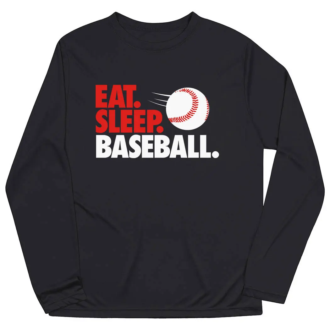 Baseball Long Sleeve Performance Moisture Wicking Tee, Sporty Sports Top for Eat-Sleep-Baseball Lifestyle, Sporty Sports Tops