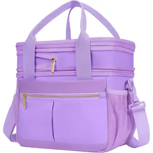 Lunch Box for Women Double Deck Insulated Lunch Bag Women Expandable Leakproof  Lunch Cooler Bag for Work, Office, Picnic,