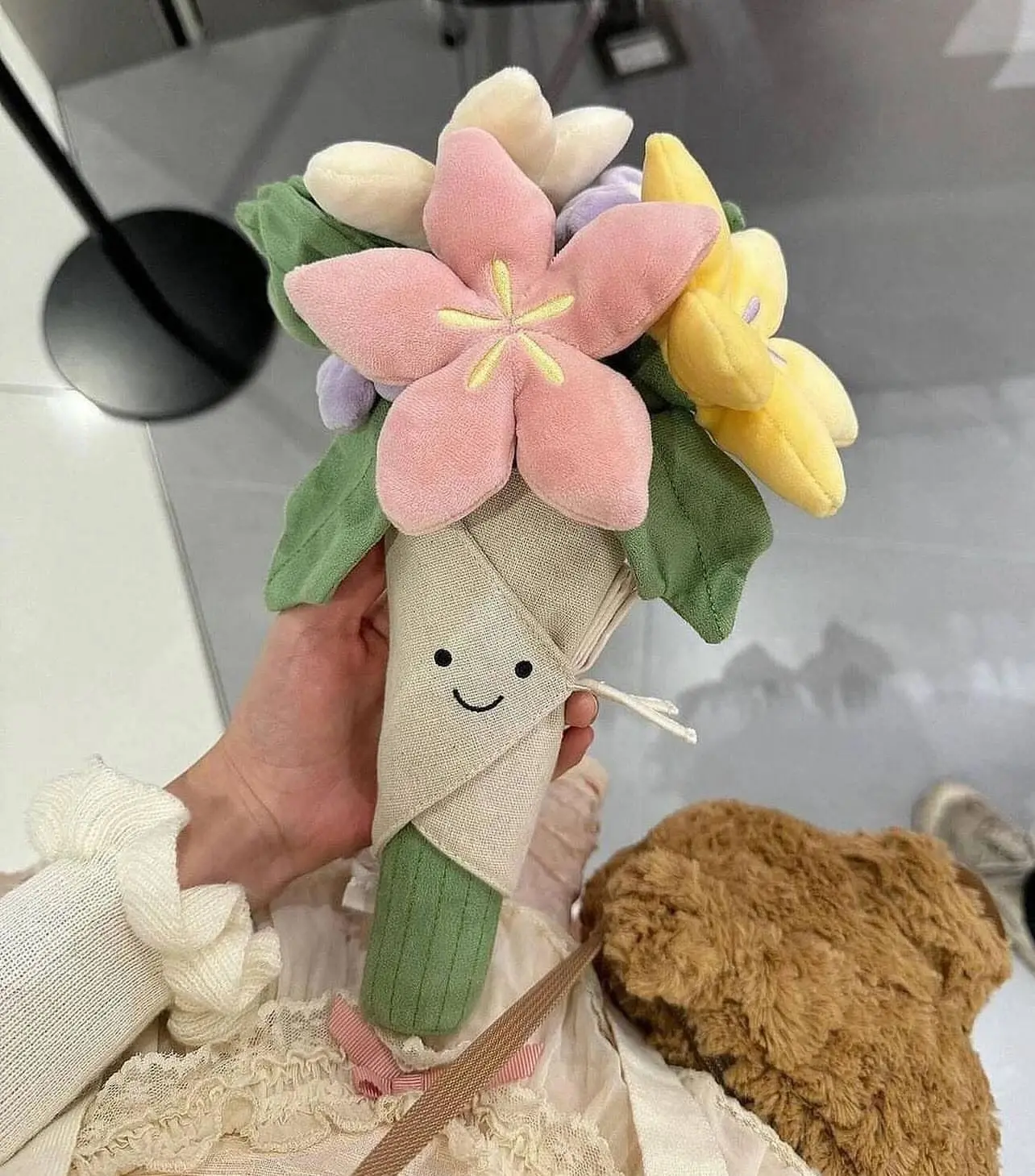 JELLYCAT Adorable Floral Bouquet Plush Toy with Colorful Flowers and Green Leaves for Kids and Adults, Gift For Her