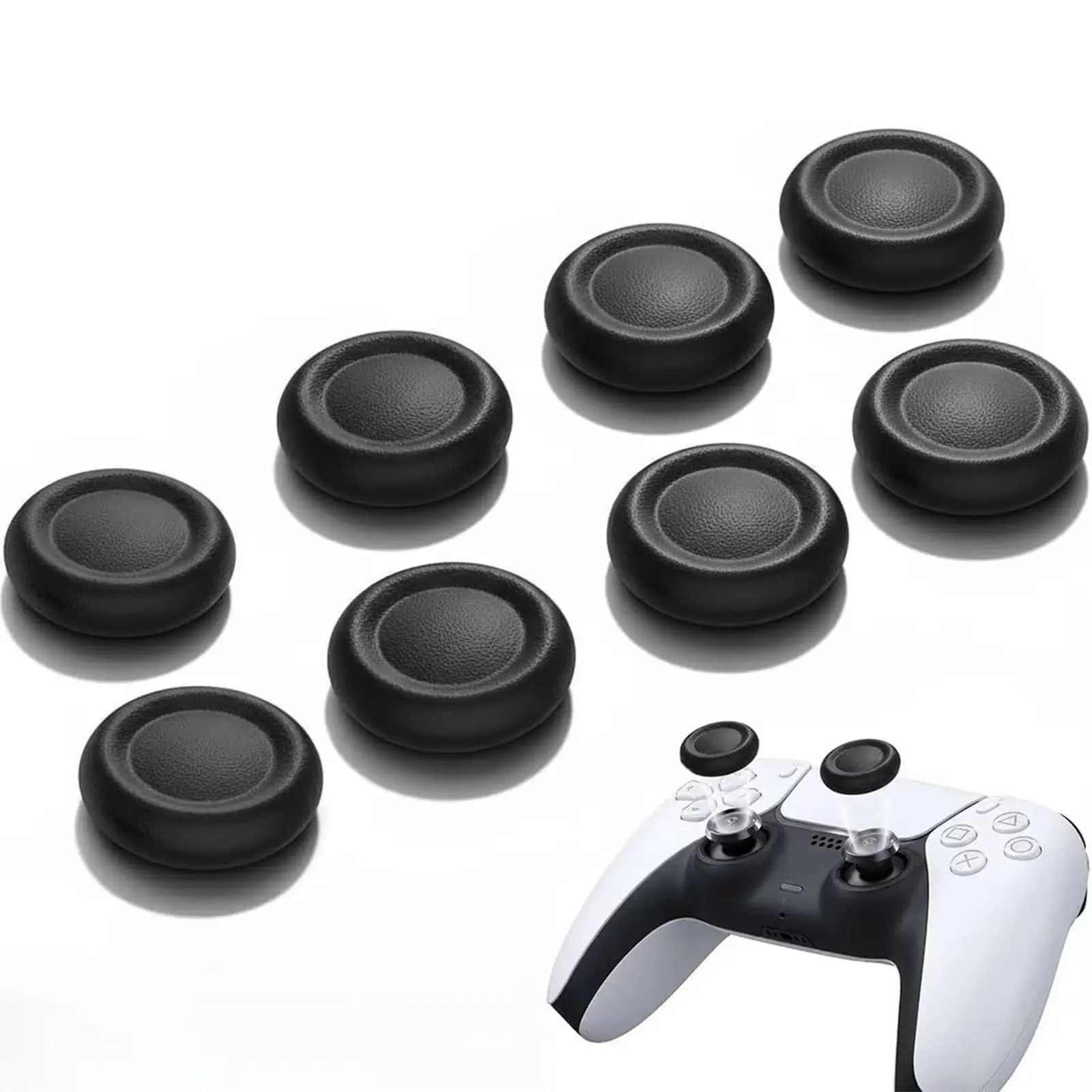 8PCS Joystick Replacement Grip Caps for PS4/PS5 Controller, Anti-Stickiness, Anti-Slip, Anti-Scratch, Console Controller Accessories, Thumbstick Grips, Black