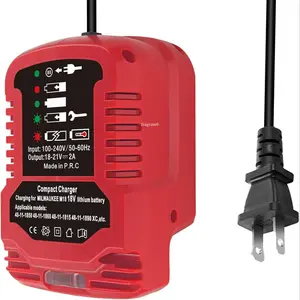 Portable Charger, Mini Charger for Milwaukee 18V Lithium Battery, AC Input 100-240V Charger, Power Tools Charger, Power Tool Accessories