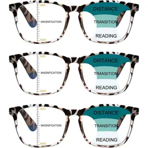 Progressive Multifocus Reading Glasses Men Women 3 Pack Anti Blue Light Eyestrain Quality Computer Readers (3 Tortoise, 1.0)