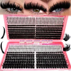 5-In-1 Russian Lash Extensions Kit, Spiky & Volume Eyelash Clusters, D-Curl, Sizes 8-16mm, Diverse Lengths, DIY Eyelash Extensions, 5 Styles Available